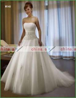 2012 Hot Sell Strapless Prom Gown Wedding Dress White/Ivory Bridal 