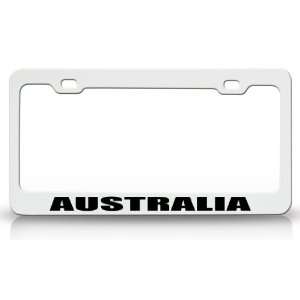 AUSTRALIA Country Steel Auto License Plate Frame Tag Holder White 