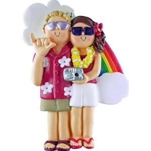 3243 Vacation Couple Male Blonde Female Brown Personalized Christmas 