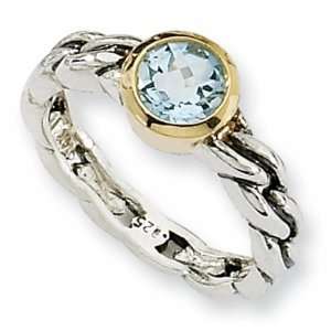   Sterling Silver and 14k 1.35ct Sky Blue Topaz Ring: Jewelry