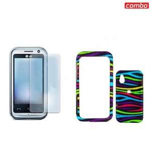 : LG Arena GT950 Combo Rainbow Zebra Protective Case Faceplate Cover 