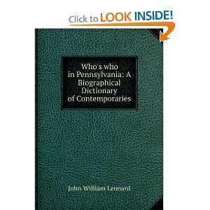  Biographical Dictionary of Contemporaries John William Leonard Books