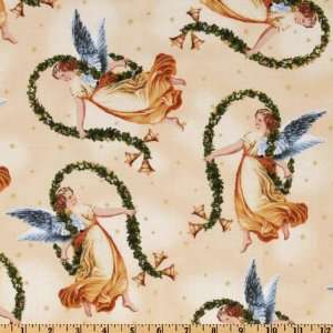   Wide Christmas Angels Cream Fabric By The Panel: Arts, Crafts & Sewing