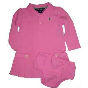 Ralph Lauren Infant 2 Pc. Dress Set Pink w/ Green Logo 18 Months