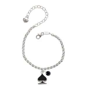  Card Suit Spade Silver Plated Brass Charm Bracelet with 