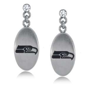  Seattle Seahawk Dangle Earrings Stainless Steel W/ CZ 