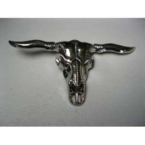 Bull Skull Longhorn Wild West Vintage Sculpture 3d Silver Belt Buckle