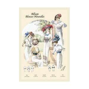   Blouses Nouvelles Ladies in Patterned Dresses 12x18 Giclee on canvas