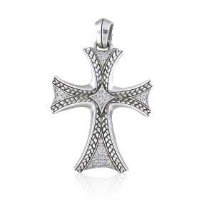Scott Kay Sterling silver New Diamond Basketweave Cross