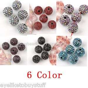 New *6 Colors* 12MM Crystal Loose Pave Disco Ball Craft Spacer Jewelry 