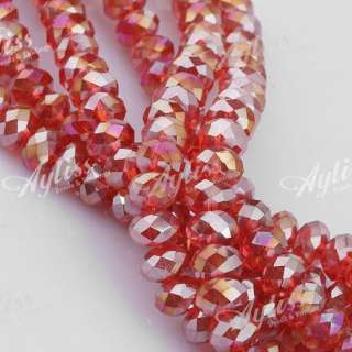 6x8mm Red Faceted Crystal Glass Rondelle Loose Beads Fashion  