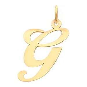  Fancy Cursive Letter G Charm 14K Gold Jewelry
