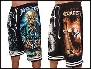 Megadeth Mens Black Shorts Free Size  