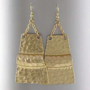   Satin Finish Hammered Texture Very Unusual Dangling Earrings Jewelry