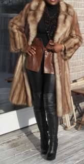 Stylish F length Stone marten Sable Fur Coat Jacket S M  