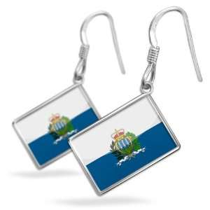  Earrings San Marino Flag with French Sterling Silver 