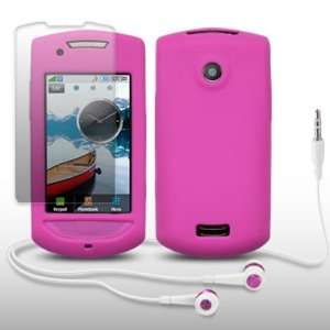 SAMSUNG S5620 MONTE HOT PINK SILICONE SKIN CASE WITH SCREEN PROTECTOR 