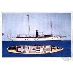  Steam Powered Yacht Ships Plans Poster Print