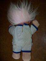 Vintage large stuffed troll doll 12 baby clothes RUSS gnome hair 