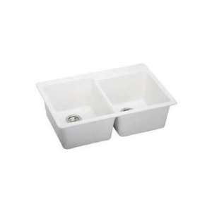  33 Undermount Double Bowl Granite Sink in White: Home 