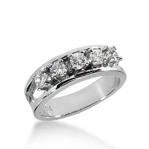  0.6 Ct Diamond Wedding Band Ring Round Prong 14k White 