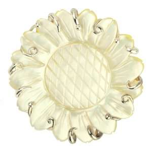  40mm White Mother of Pearl Sunflower Pendant Jewelry