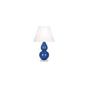   Lamp, Marine Blue Glazed Finish with Ivory Stretched Fabric Shade