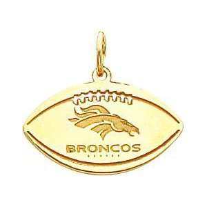  14K Gold NFL Denver Broncos Logo Football Charm: Jewelry