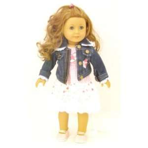   Girl Doll Clothes Gingham Dress with Denim Jacket Toys & Games