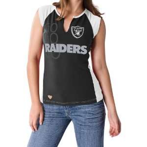   Raiders Womens Two Toned Split Neck T Shirt