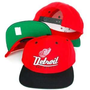Detroit Red Wings NHL Retro Vintage Style Snapback Two Tone Red Black 