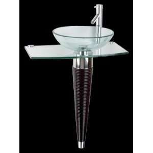  Apollo Glass & Stainless Pedestal Sink