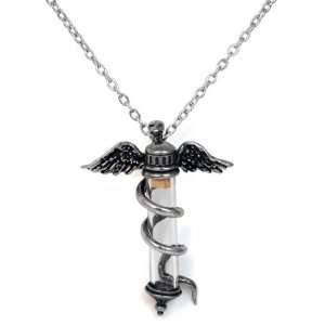    Rod of Asclepius Vial Alchemy Gothic Pendant Necklace: Jewelry