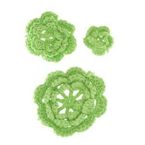  Riley Blake Sew Together Crochet Flowers 3pk Lime By The 