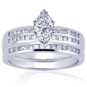  1 Ct Marquise Cut Diamond Engagement Wedding Rings Set CUT 