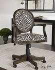 Uttermost Yalena Desk Chair with Zebra Print Material and Mahogany 