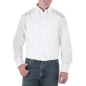 WRANGLER Mens FINE DETAL EMBROIDERY Shirt   XL  White  