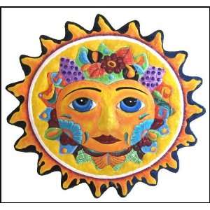  Floral Sun Face Wall Decor   Painted Metal   24 x 24 