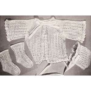 Vintage Knitting PATTERN to make   Knitted Baby Bonnet, Sweater, Socks 