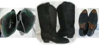 Vintage DEXTER Shoes Womens 5 1/2 B Black Suede Leather Cowboy Boots 