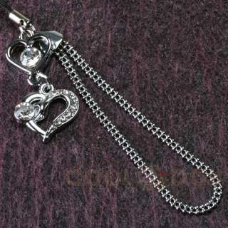Hearts Mobile Cell Phone MP3 PDA Charm Strap Bling RhineStone Ornament 