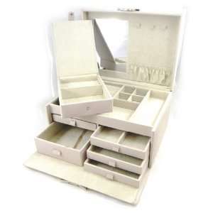    Jewellery box leather So British ivory light grey.: Jewelry