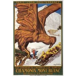    1st Winter Games Chamonix   Mont Blanc Ski Poster: Home & Kitchen