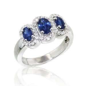  Effy Jewelers Blue Sapphire & Diamond Ring in 14k White 