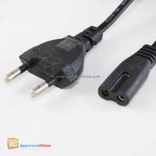 EU Standard 2 Prongs AC Power Cord Cable PS2 PS3 Slim  