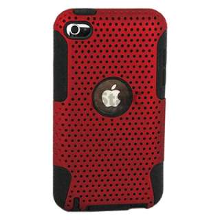 Red & Black Hybrid Hard + Soft Silicone Case Cover for iPod Touch 4th 