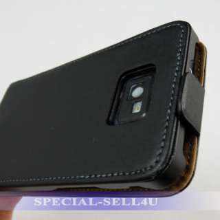 Genuine Leather Flip Case Samsung GALAXY S2 S II Black  