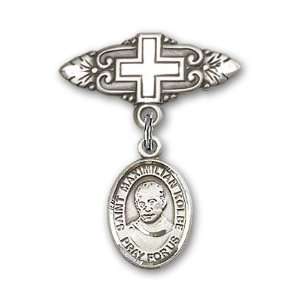   Kolbe Charm and Badge Pin with Cross St. Maximilian Kolbe is the