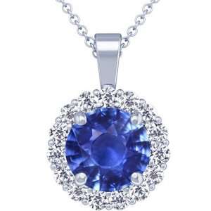   Cut Blue Sapphire And Round Diamond Pendant (GIA Certificate) Jewelry