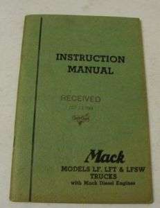 Mack 1949 LF Series Diesel Truck Owner Manual Original  